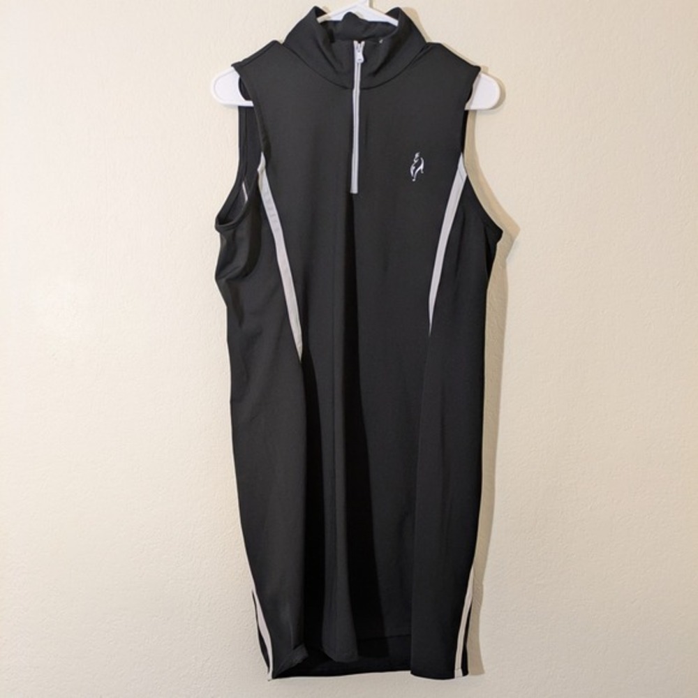 Ralph Lauren RLX Golf Dress Women's Medium Black Sleeveless 1/4 Zip Stripe - Picture 1 of 10